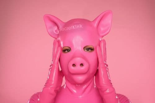 Pink Latex Piglet Hood (Moulded Pig)