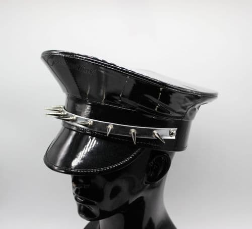 Spiked Black Military Style Cap – Dominant Authority Hat