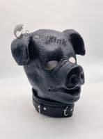 Textured Black Pig  Latex Hood (Optional Collar)