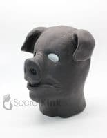 Textured Black Pig  Latex Hood (Optional Collar)