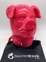 Thick Latex Pink Pig Hood with Zipper & Attached Collar