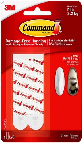Command 17023P-ES Mounting Refill Strips - Large, Pack of 1 (8 Strips) - white