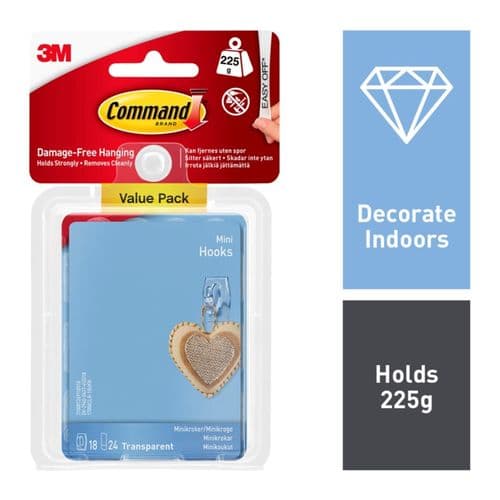Command Clear Mini Hooks With Clear - Strips