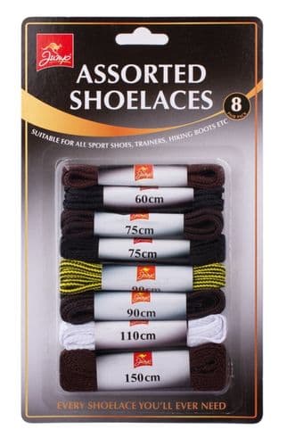 Jump Assorted Shoe Laces - Pack 8
