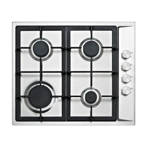 Kitchenplus 4 Burner Stainless Steel Gas Hob - (w)580mm x (h)94mm x (d)500mm
