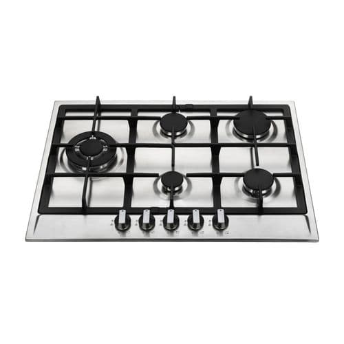 Kitchenplus 5 Burner Stainless Steel Gas Hob - 700mm
