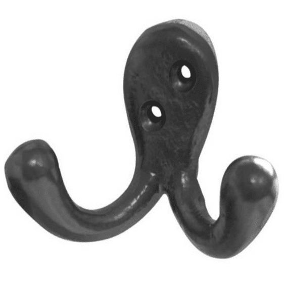 Antique Double Robe Hook - BLACK
