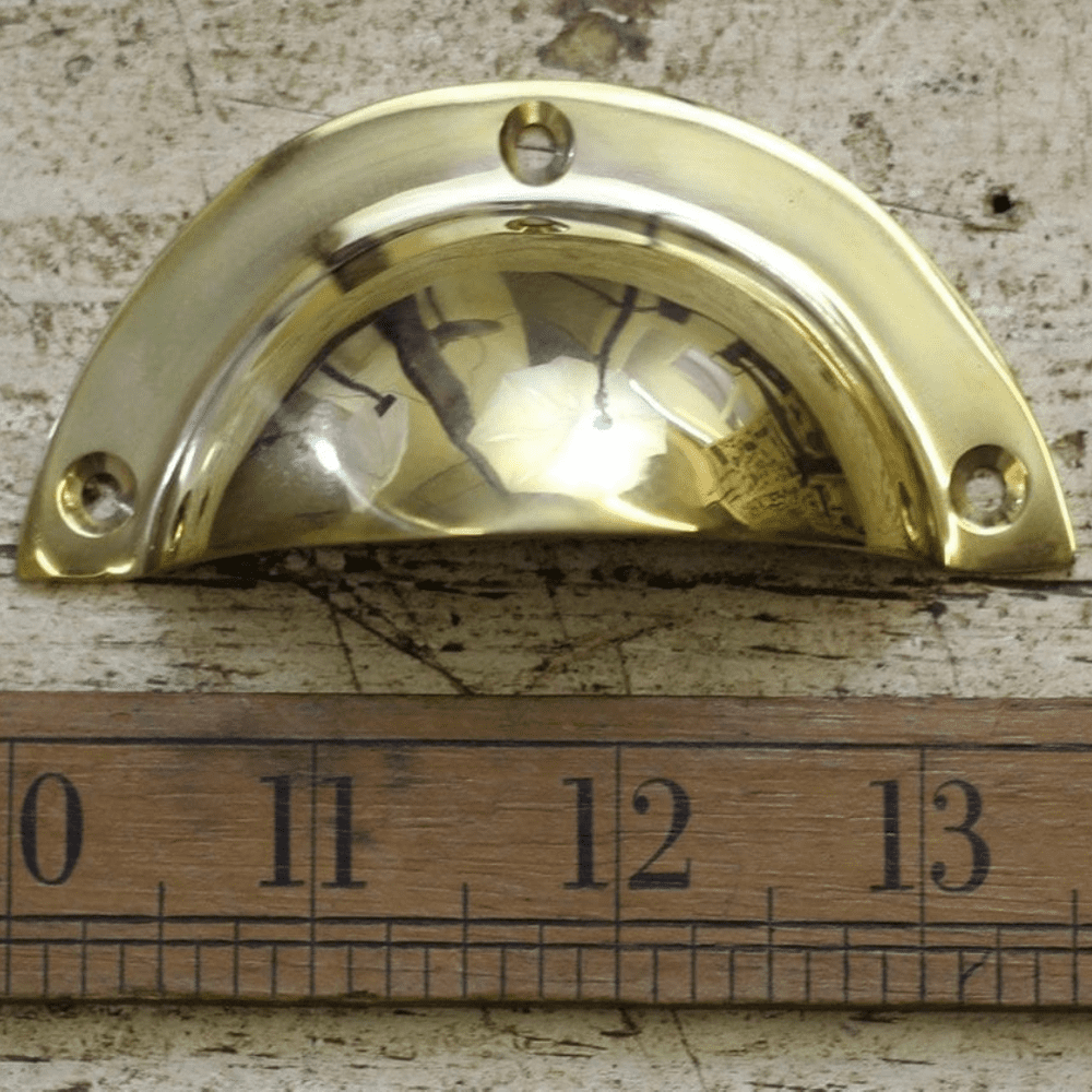 SOLID BRASS CUP HANDLE - POLISHED 92MM