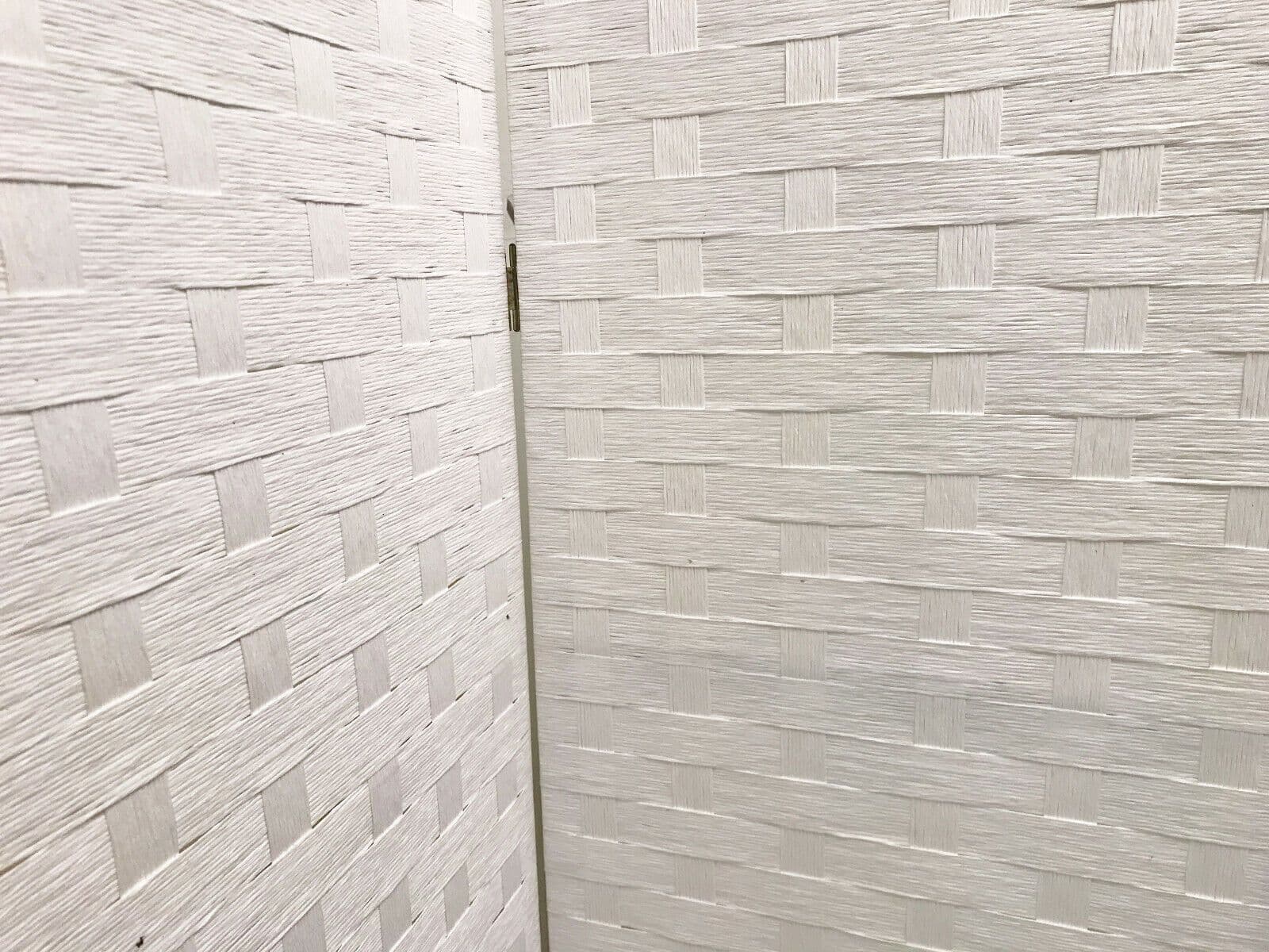 White 4 Panel Solid Style Wicker Room Divider Privacy Screen Separator