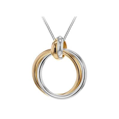 18ct 2-Colour Gold Yellow and White Gold Bail with 16.5mm Double Circle Pendant