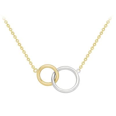 18ct 2-Colour Link Rings Necklace 43cm/17