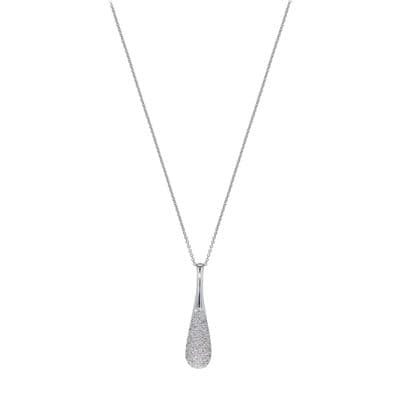 18ct White Gold 0.34ct Diamond 8mm x 33mm Teardrop Necklace 41cm/16