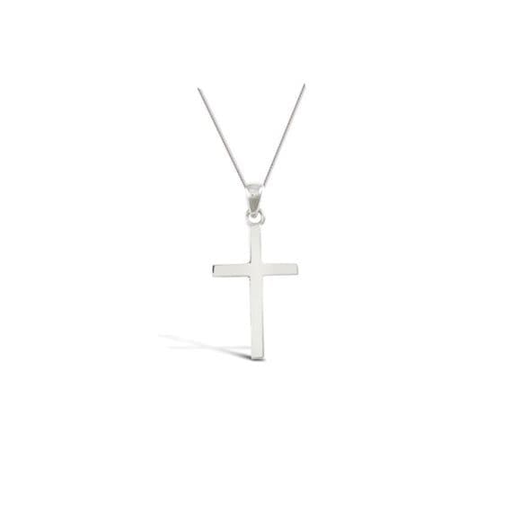 18ct White Gold 35mm x 16mm Solid Cross Pendant Necklace