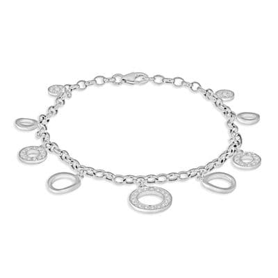 18ct White Gold Diamond Disc Charm Bracelet