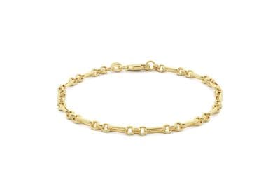 18ct Yellow Gold 3.4mm Diamond Cut Figaro Belcher Chain 19cm/7.5