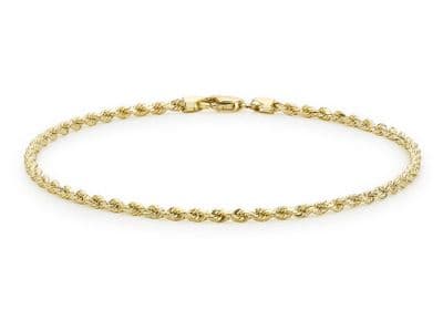 18ct Yellow Gold 30 Rope Bracelet 19cm/7.5