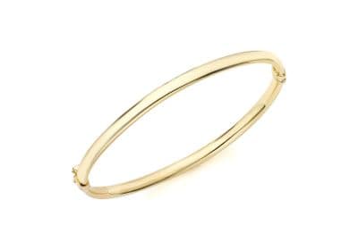 18ct Yellow Gold 4mm Oval-Tube Bangle
