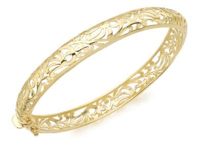 18ct Yellow Gold 7mm Art Nouveau Style Bangle
