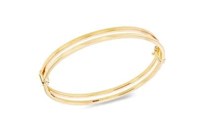 18ct Yellow Gold Double Square Tube Bangle