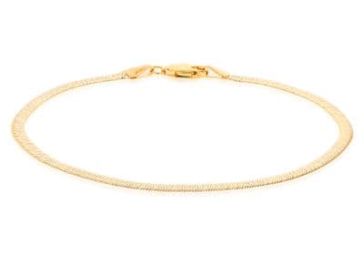 18ct Yellow Gold Plain Herringbone Bracelet 19cm/7.5