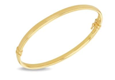 18ct Yellow Gold Solid 3.8mm Oval Polished Bangle