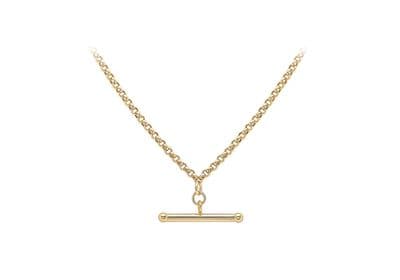 18ct Yellow Gold T-Bar Hollow Belcher Chain Albert 46cm/18