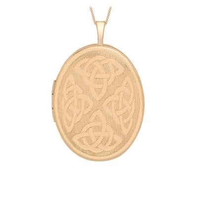 9ct Rose Gold 20mm x 32mm Etched Celtic Oval Locket