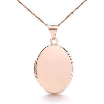 9ct Rose Gold 24mm x 14mm Plain Oval Locket