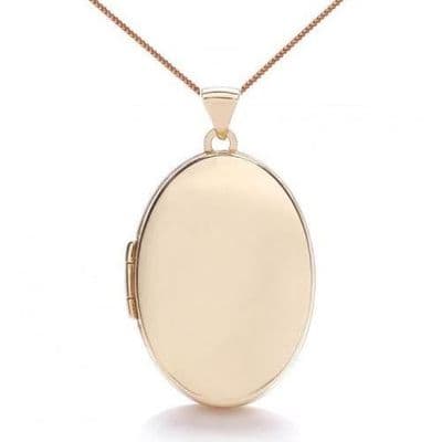 9ct Rose Gold 34mm x 19mm Plain Oval Locket