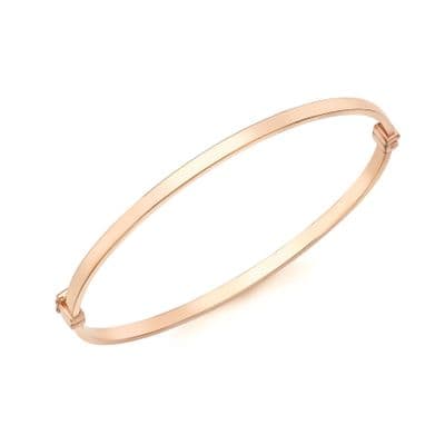 9ct Rose Gold 3mm Rectangular-Tube Oval Bangle