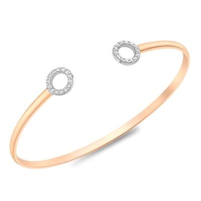 9ct Rose Gold 3mm White CZ Torque Bangle