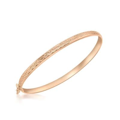 9ct Rose Gold 4mm Diamond Cut Bangle