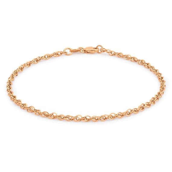 9ct Rose Gold 7 Inch 2.1mm Prince Of Wales Bracelet