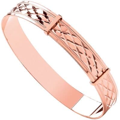 9ct Rose Gold 7mm Diamond Cut Expandable Baby Bangle
