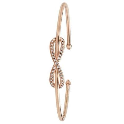 9ct Rose Gold Cubic Zirconia Infinity Open Hinged Bangle