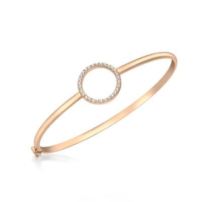 9ct Rose Gold CZ 16mm Ring Bangle