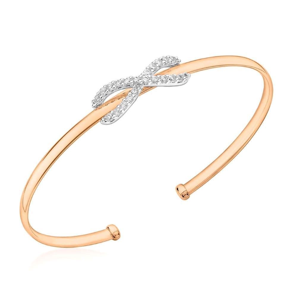 CRESCENT BANGLE GOLD CZ RUBY RED - L