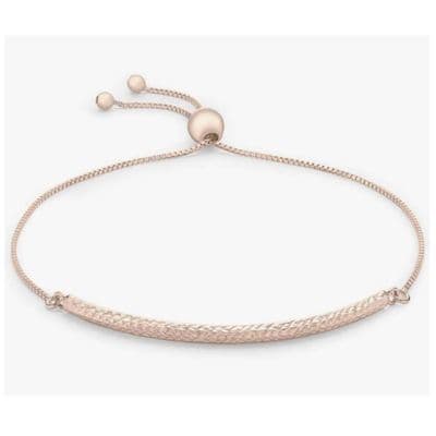 9ct Rose Gold Diamond Cut Bar & Box Chain Adjustable Bracelet