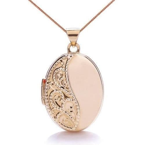 9ct Rose Gold Oval Engraved Locket
