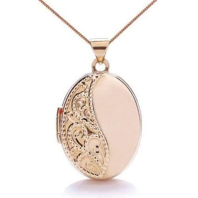 9ct Rose Gold Oval Engraved Locket