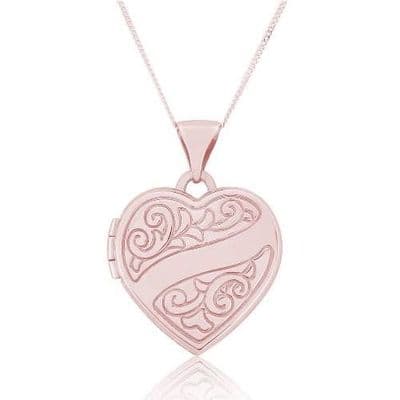 9ct Rose Gold Patterned Heart Locket