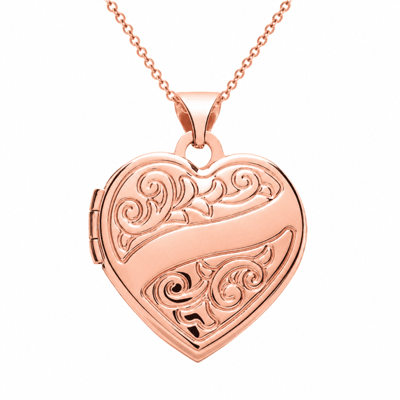 9ct Rose Gold Patterned Heart Locket