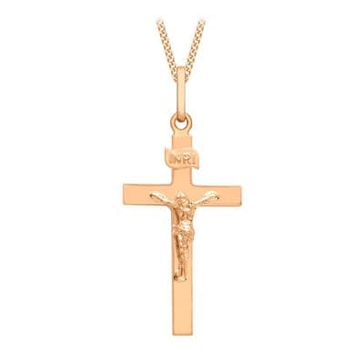 9ct Rose Gold Polished Crucifix Pendant