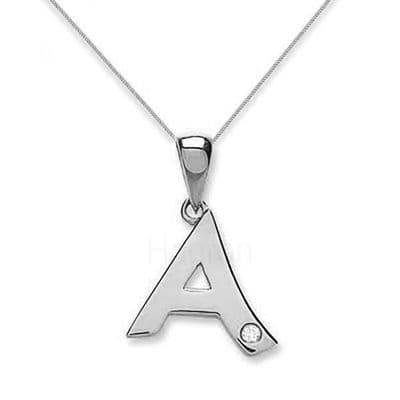 9ct White Gold 0.01ct Diamond Initial Pendant