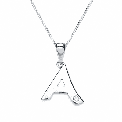 9ct White Gold 0.01ct Diamond Initial Pendant
