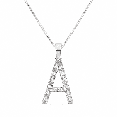 9ct White Gold 0.05ct Diamond Initial Pendant