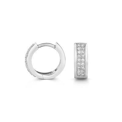 9ct White Gold 0.15ct 13mm Diamond Mens Huggie Earring