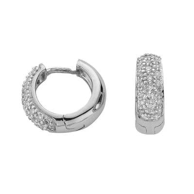 9ct White Gold 0.21ct 15mm Diamond Mens Huggie Earring