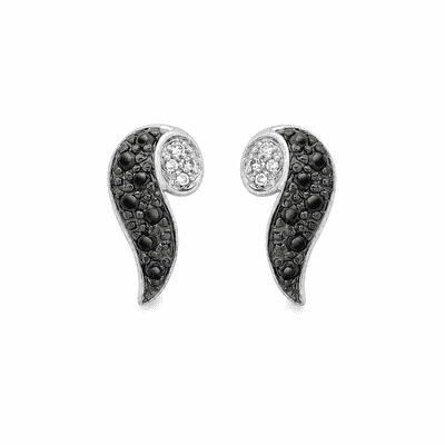 9ct White Gold 0.22ct Black and White Diamond Swirl Stud Earrings