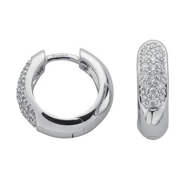 9ct White Gold 0.25ct 17mm Diamond Mens Huggie Earring